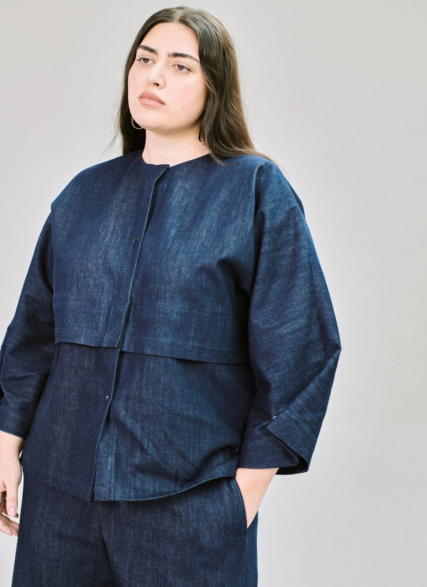 Kimono shirt in organic denim