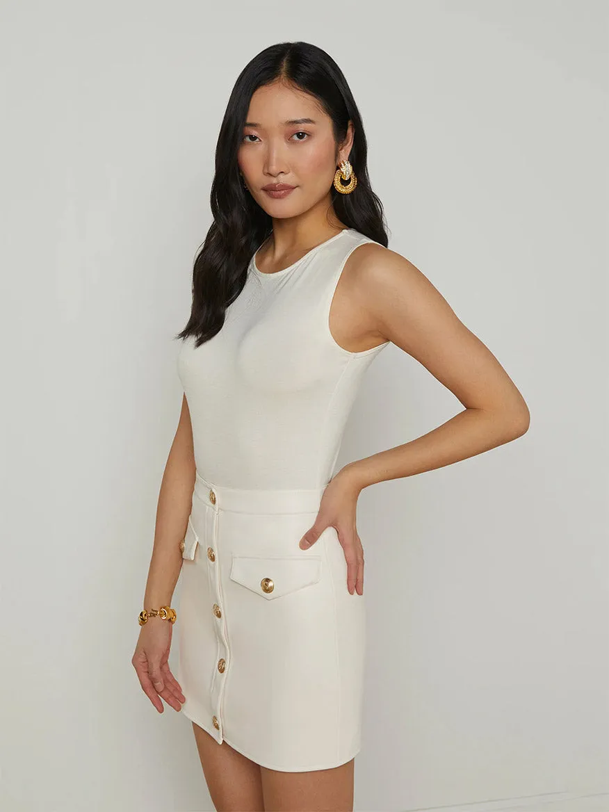 L'Agence Amia Tank Bodysuit in Vintage White