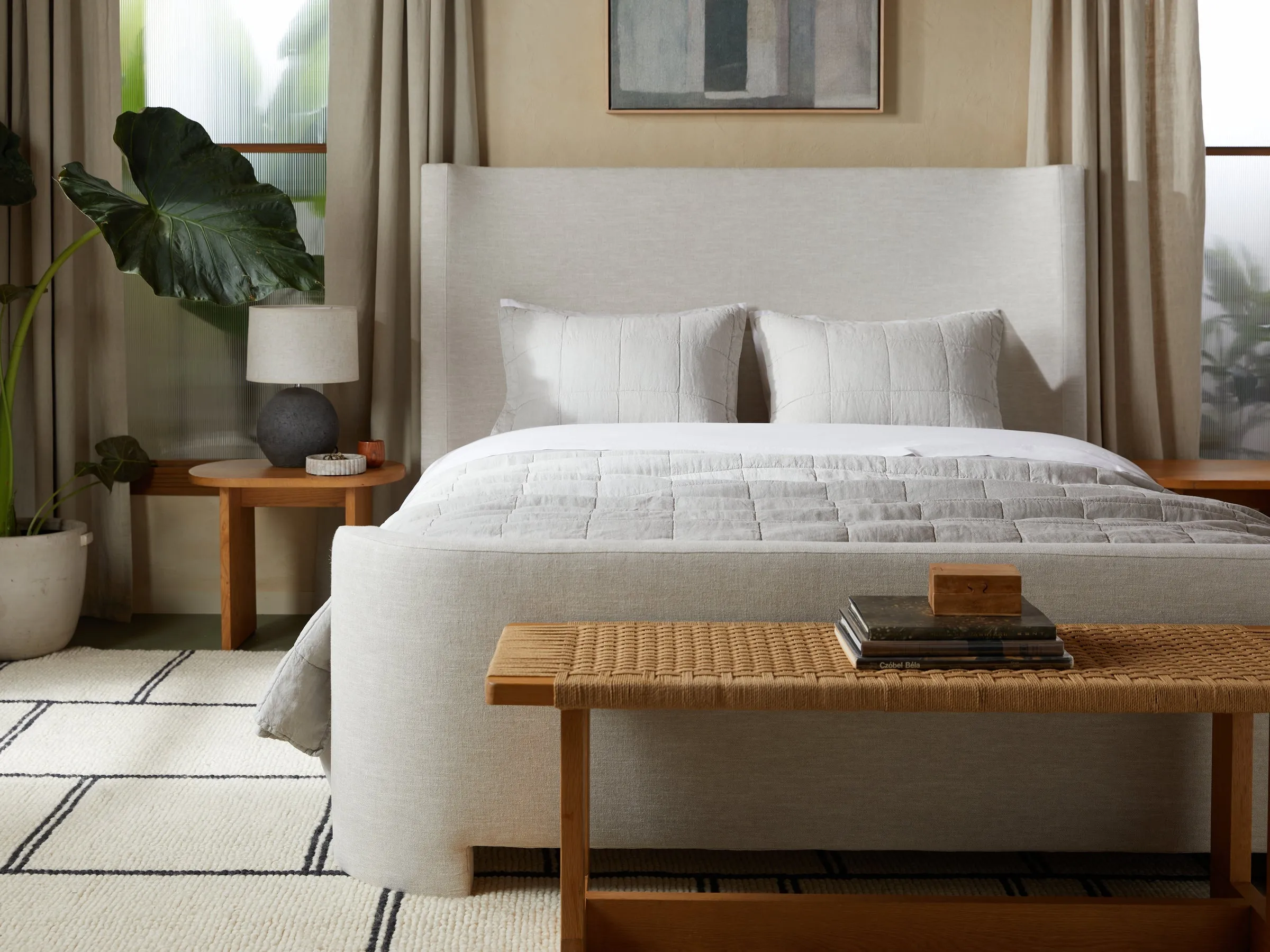 Linen Box Quilted Sham Set (Fog)