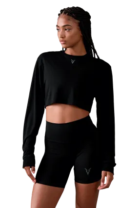 LONG SLEEVE BOXY T-SHIRT - Black