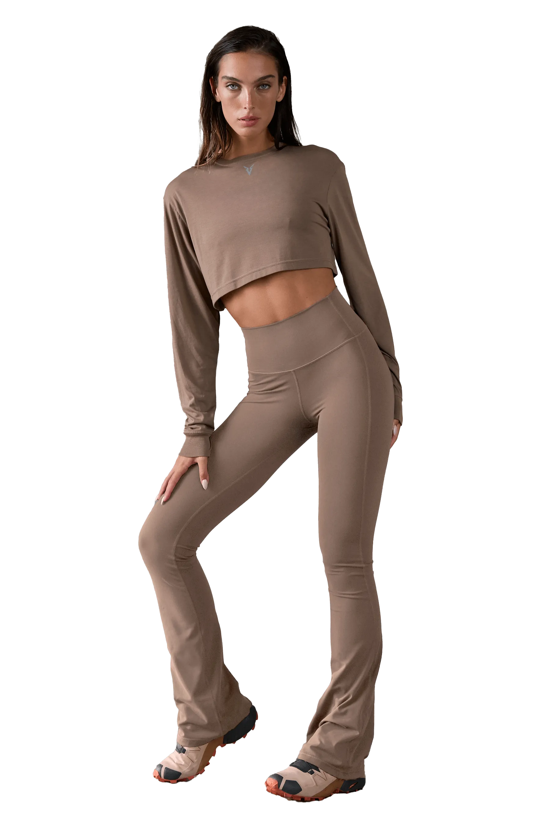 LONG SLEEVE BOXY T-SHIRT - Tan
