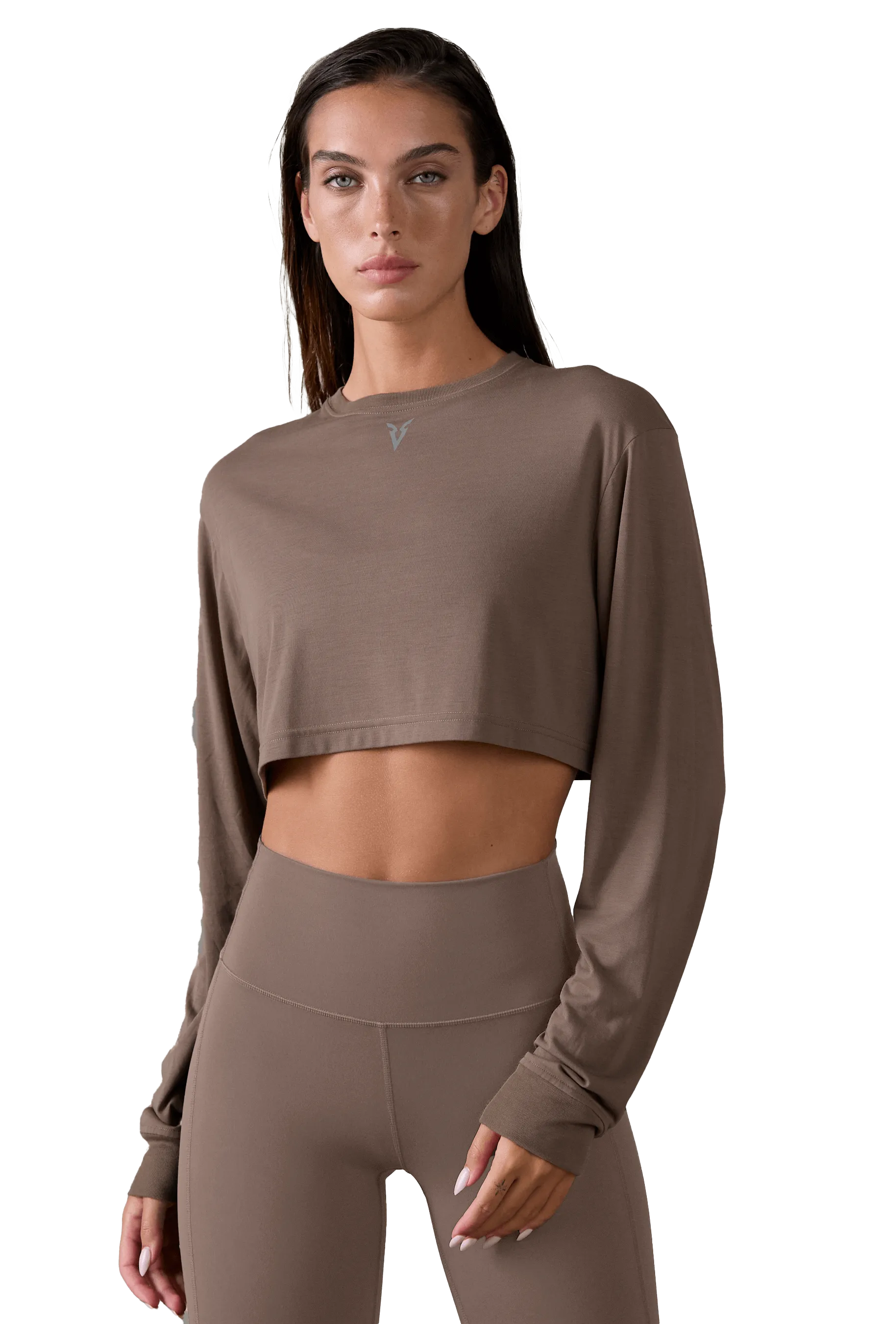 LONG SLEEVE BOXY T-SHIRT - Tan