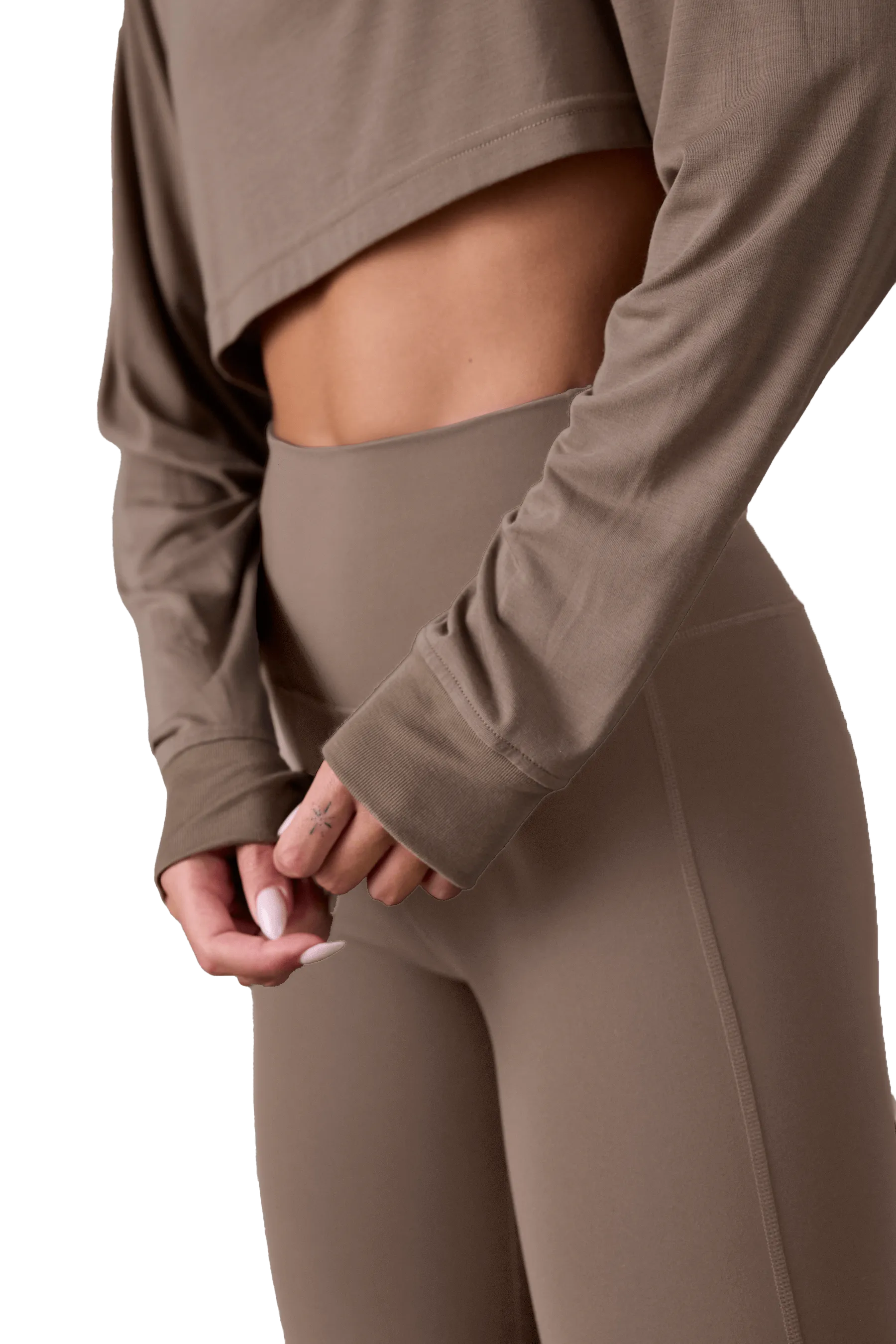 LONG SLEEVE BOXY T-SHIRT - Tan