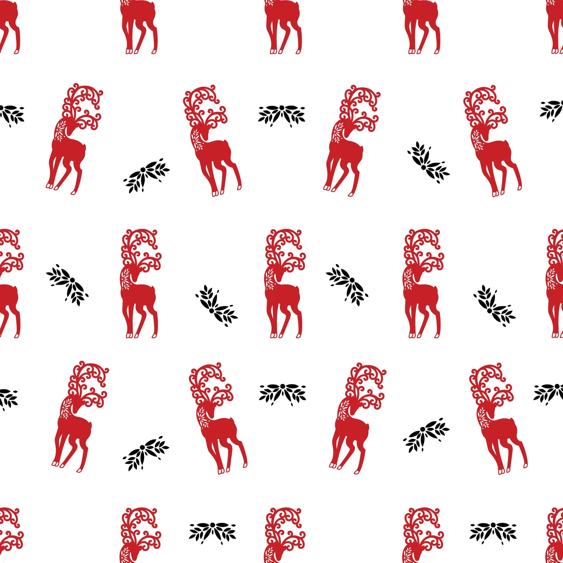 Majestic Wrapping Paper with Red and Black Reindeer 1 roll 30 inches x 10 feet