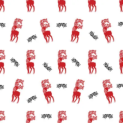 Majestic Wrapping Paper with Red and Black Reindeer 1 roll 30 inches x 10 feet