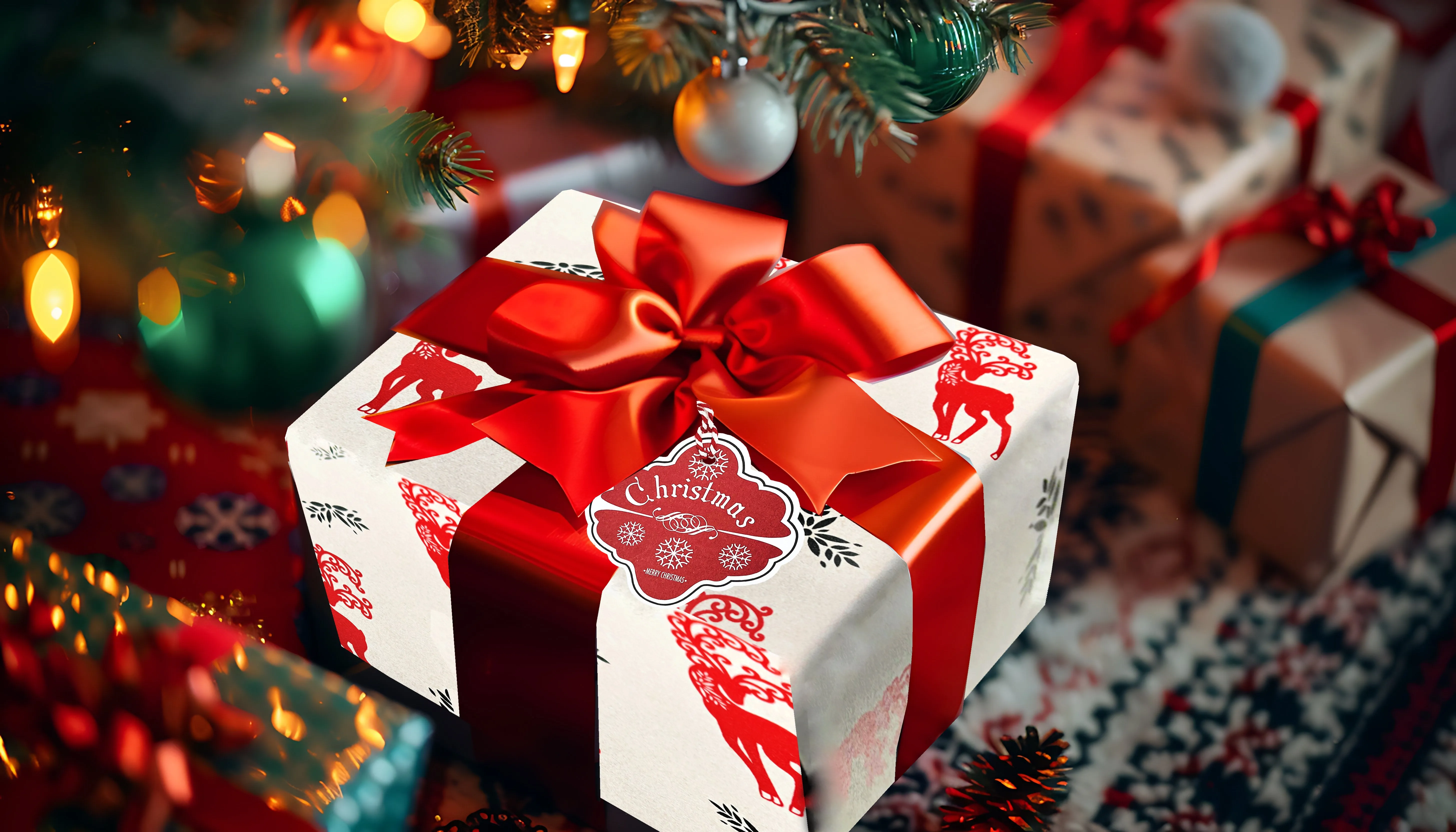 Majestic Wrapping Paper with Red and Black Reindeer 1 roll 30 inches x 10 feet