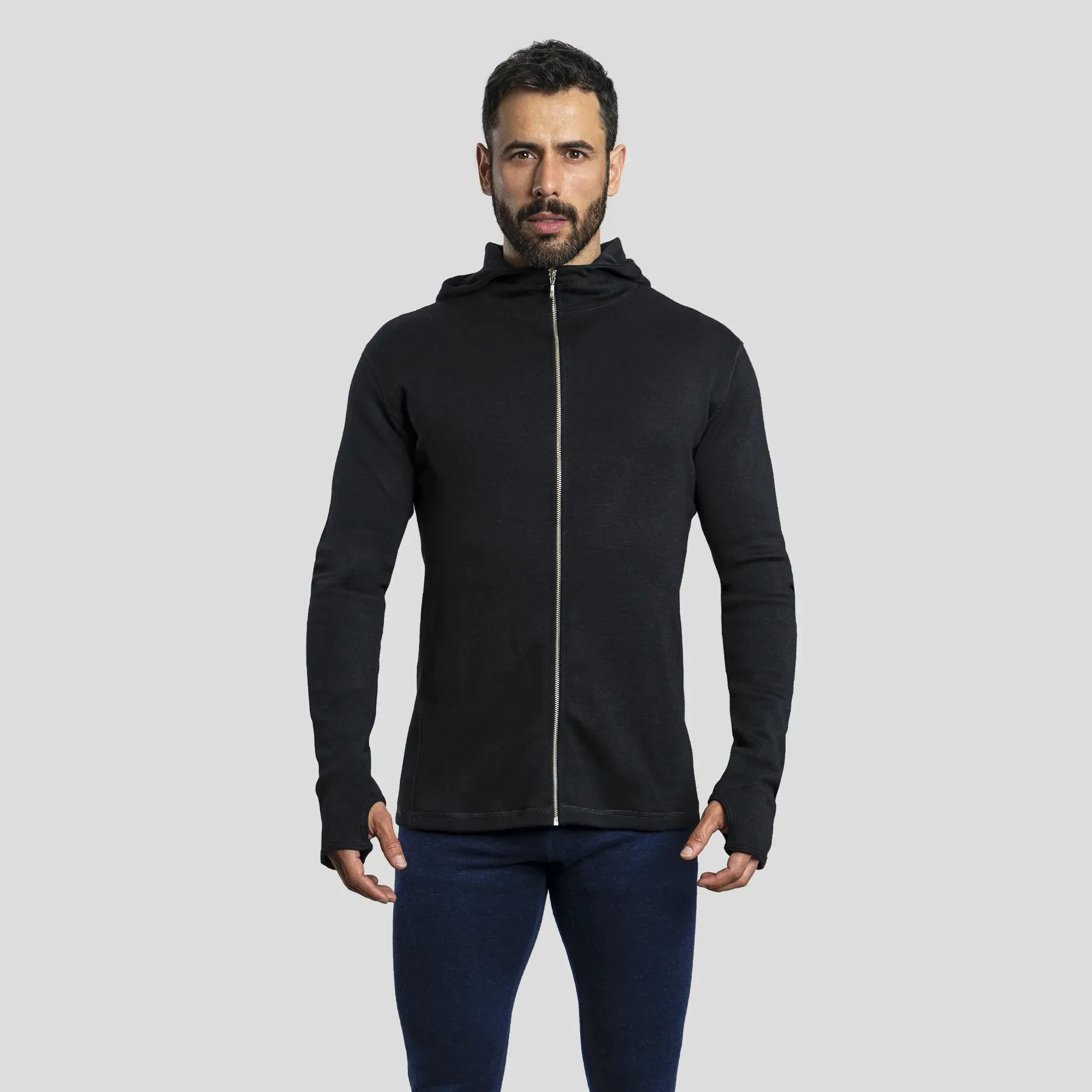 Men's Alpaca Wool Fleece Hooded Jacket: 420 Midweight Full-Zip
