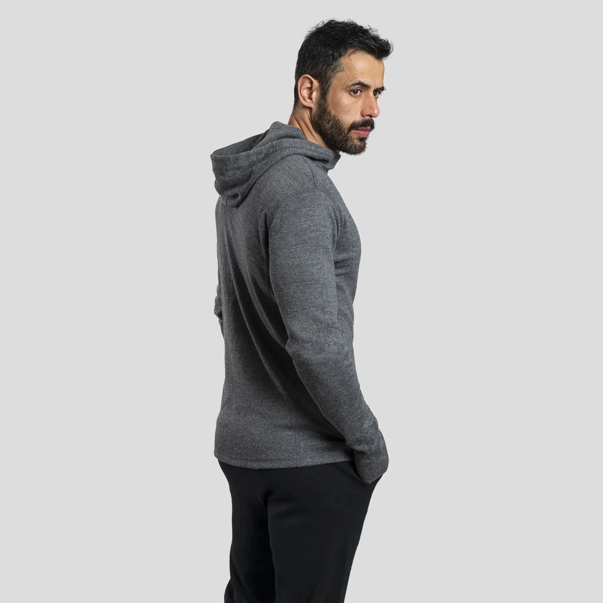 Men's Alpaca Wool Fleece Hooded Jacket: 420 Midweight Full-Zip