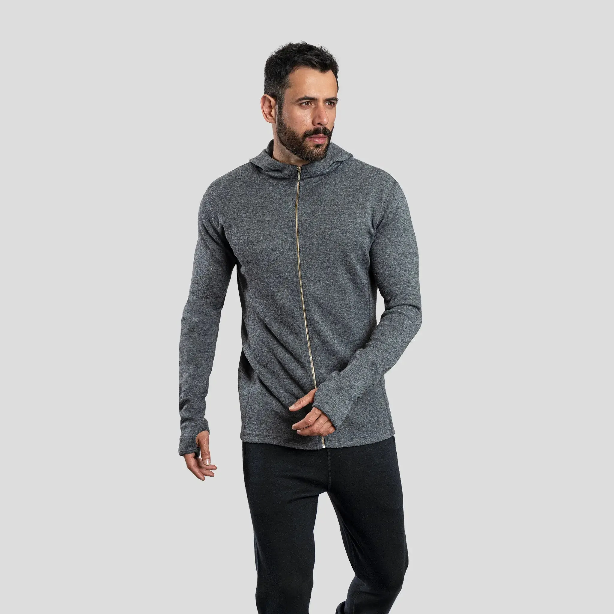 Men's Alpaca Wool Fleece Hooded Jacket: 420 Midweight Full-Zip