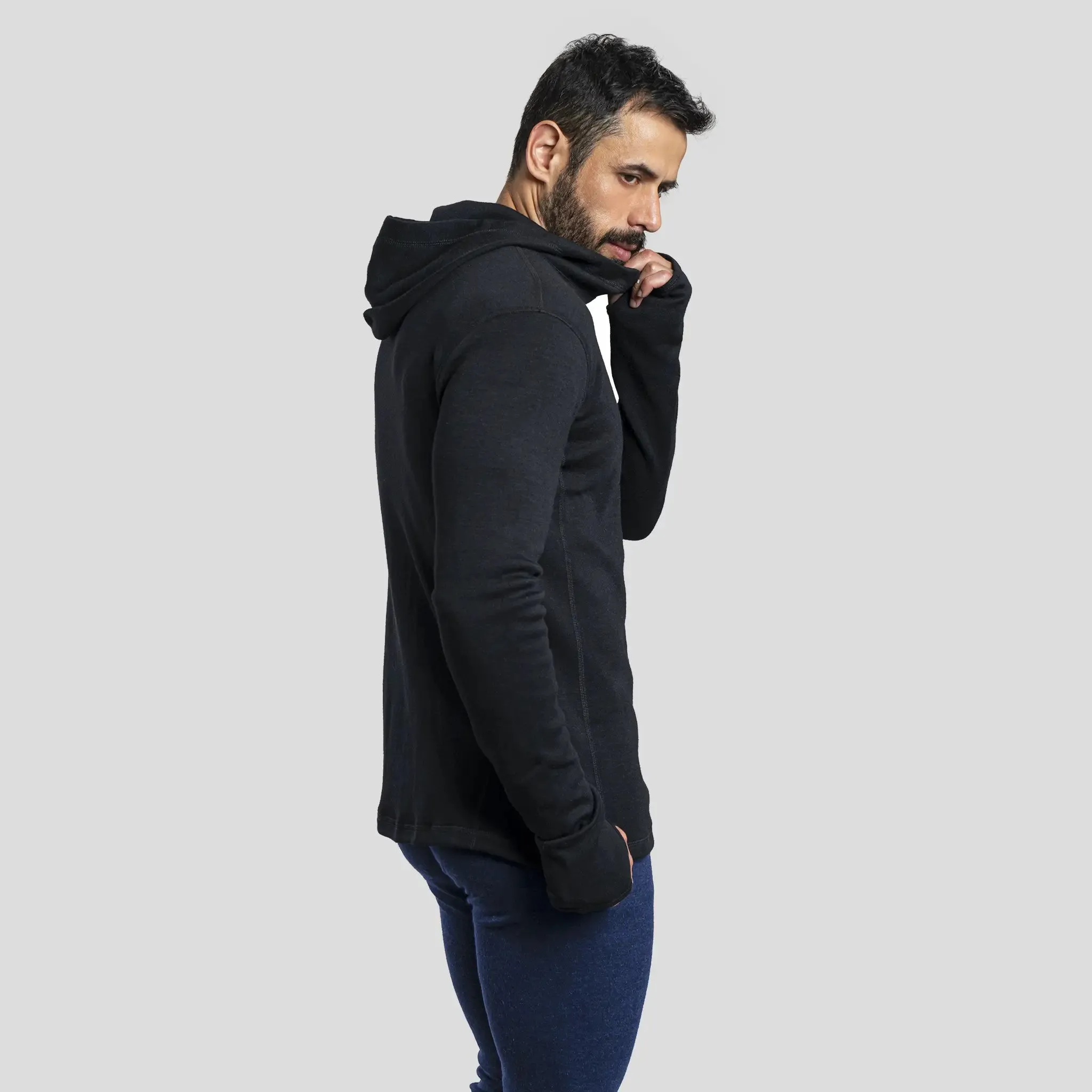 Men's Alpaca Wool Fleece Hooded Jacket: 420 Midweight Full-Zip
