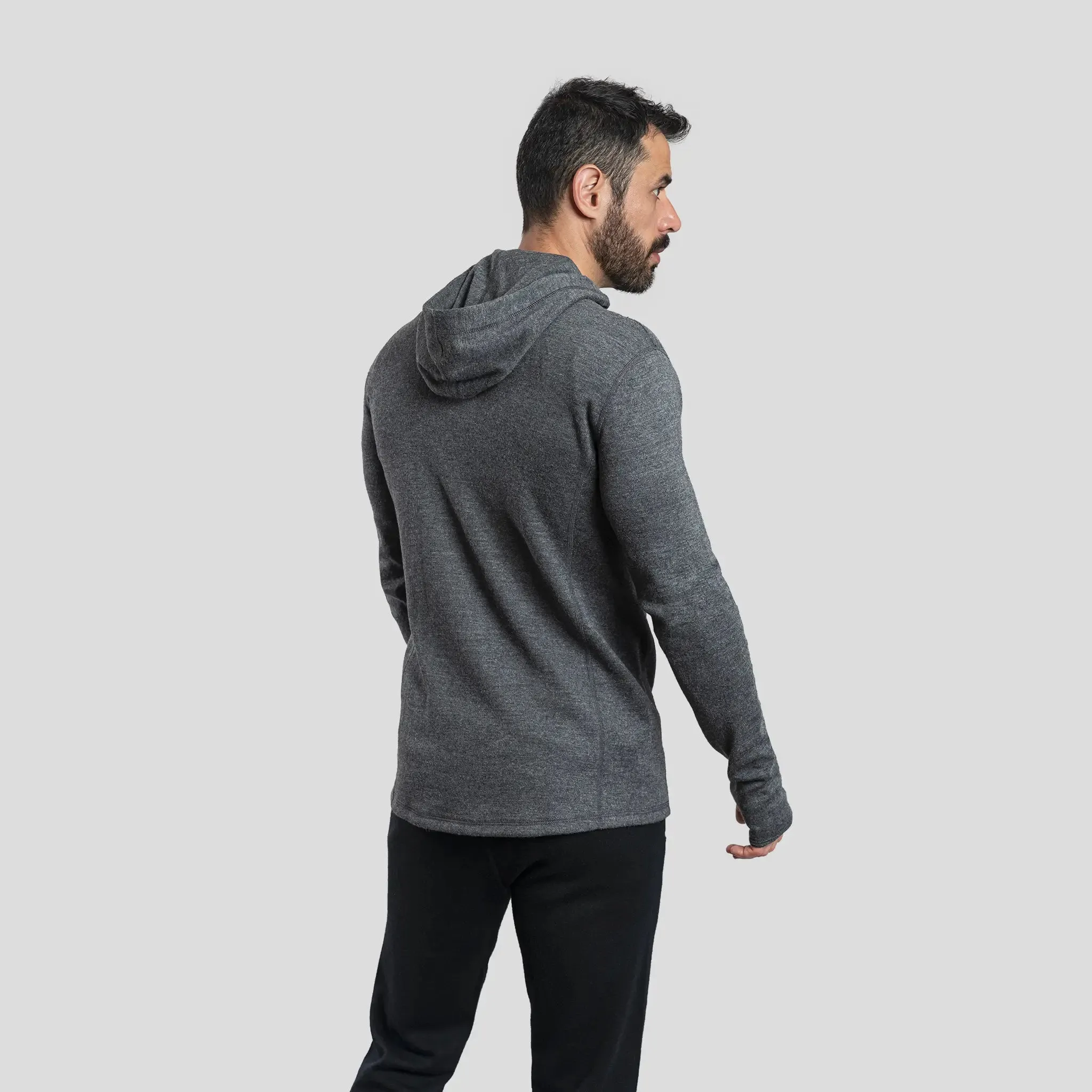 Men's Alpaca Wool Fleece Hooded Jacket: 420 Midweight Full-Zip