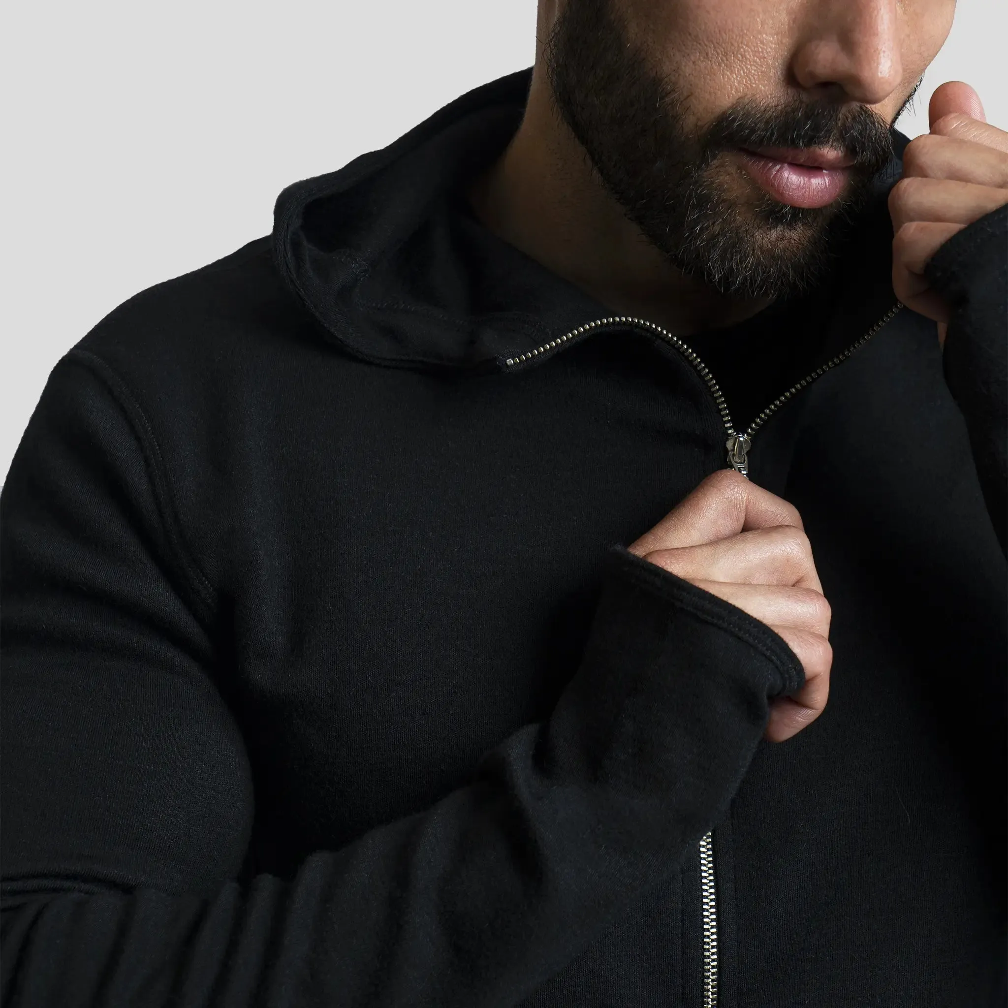 Men's Alpaca Wool Fleece Hooded Jacket: 420 Midweight Full-Zip
