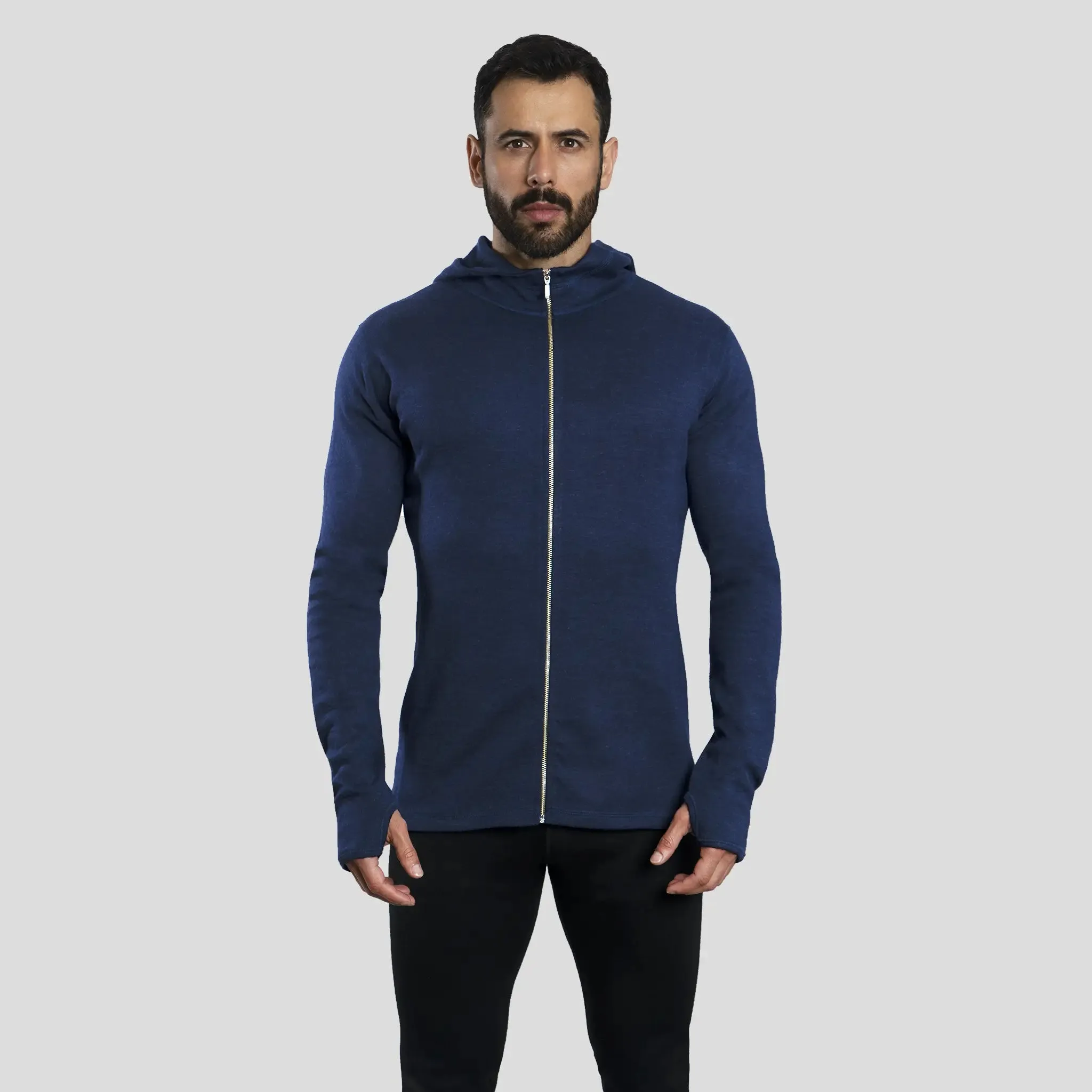 Men's Alpaca Wool Fleece Hooded Jacket: 420 Midweight Full-Zip