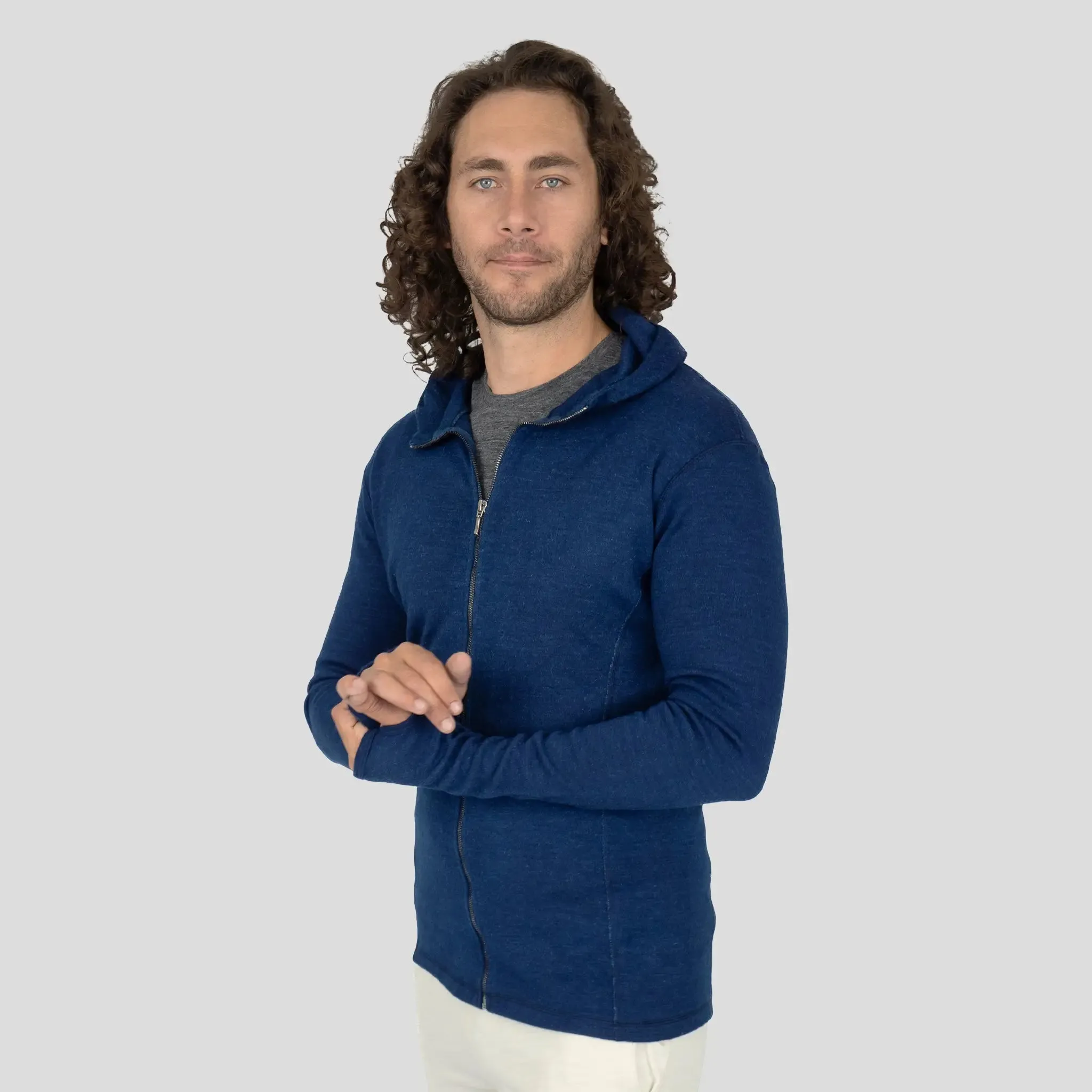 Men's Alpaca Wool Fleece Hooded Jacket: 420 Midweight Full-Zip