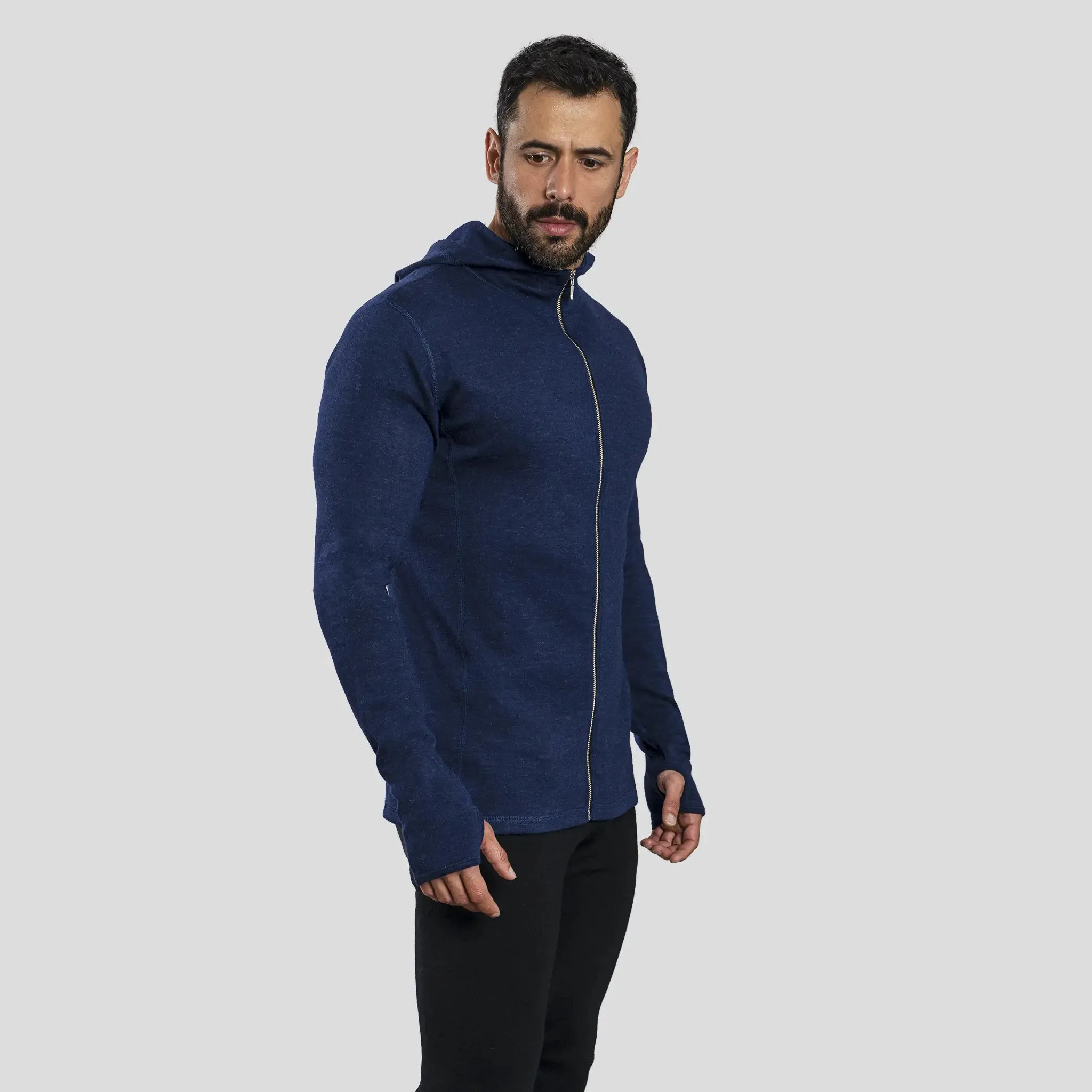 Men's Alpaca Wool Fleece Hooded Jacket: 420 Midweight Full-Zip