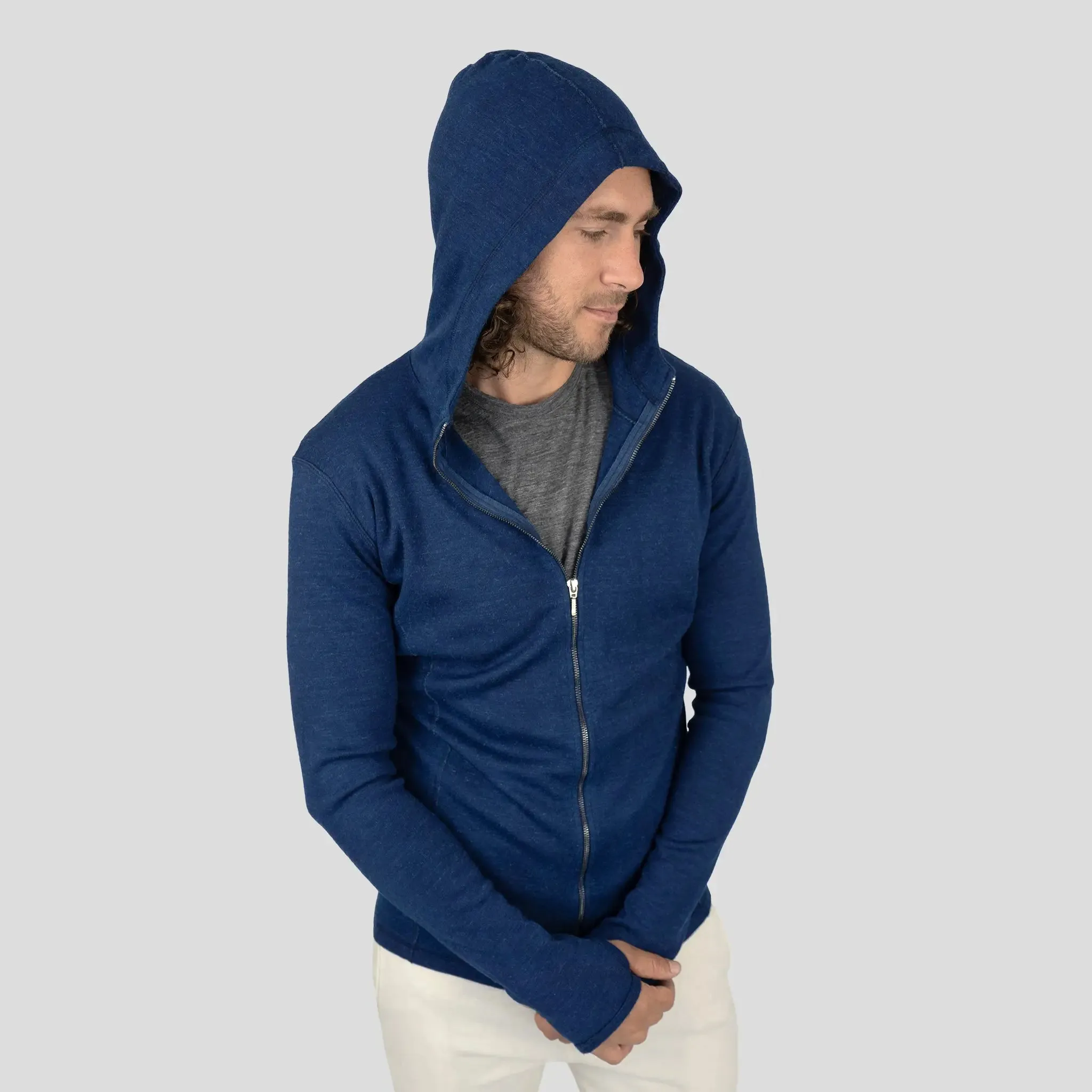 Men's Alpaca Wool Fleece Hooded Jacket: 420 Midweight Full-Zip