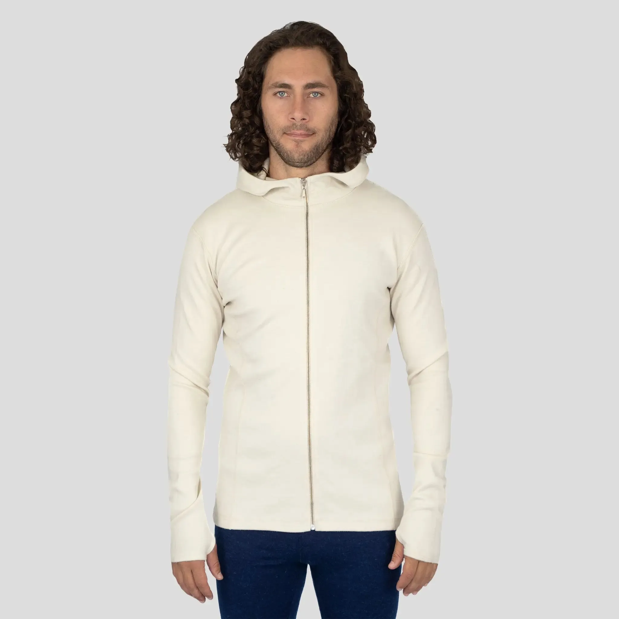 Men's Alpaca Wool Fleece Hooded Jacket: 420 Midweight Full-Zip