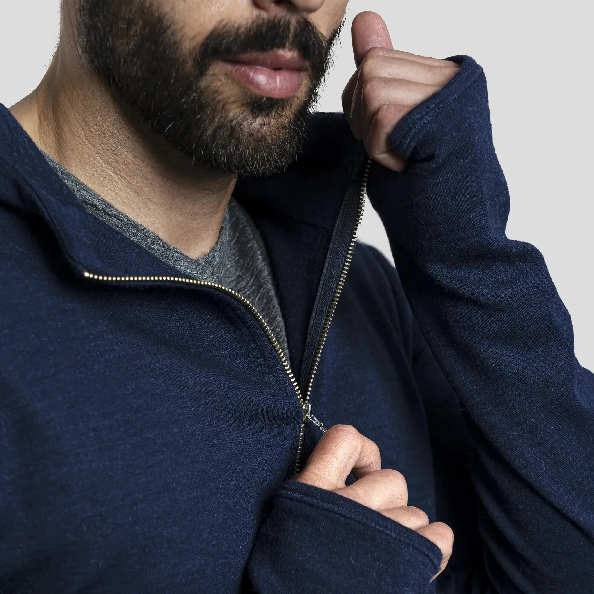 Men's Alpaca Wool Fleece Hooded Jacket: 420 Midweight Full-Zip