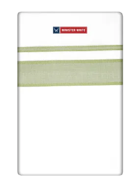 Mens Cotton White Double Layered Dhoti with Leaf Green Fancy Kara  - Empuran