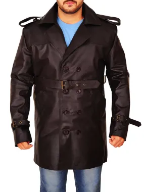 Men's Premium Brown Genuine Leather Peacoat