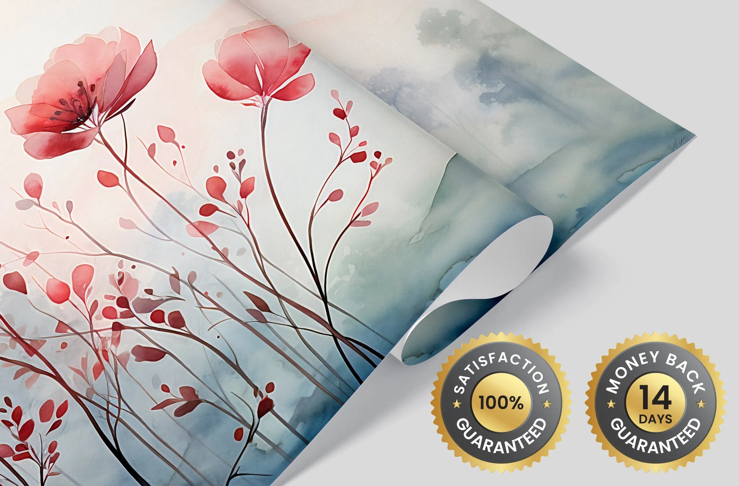 Minimalist Red Flower Mural