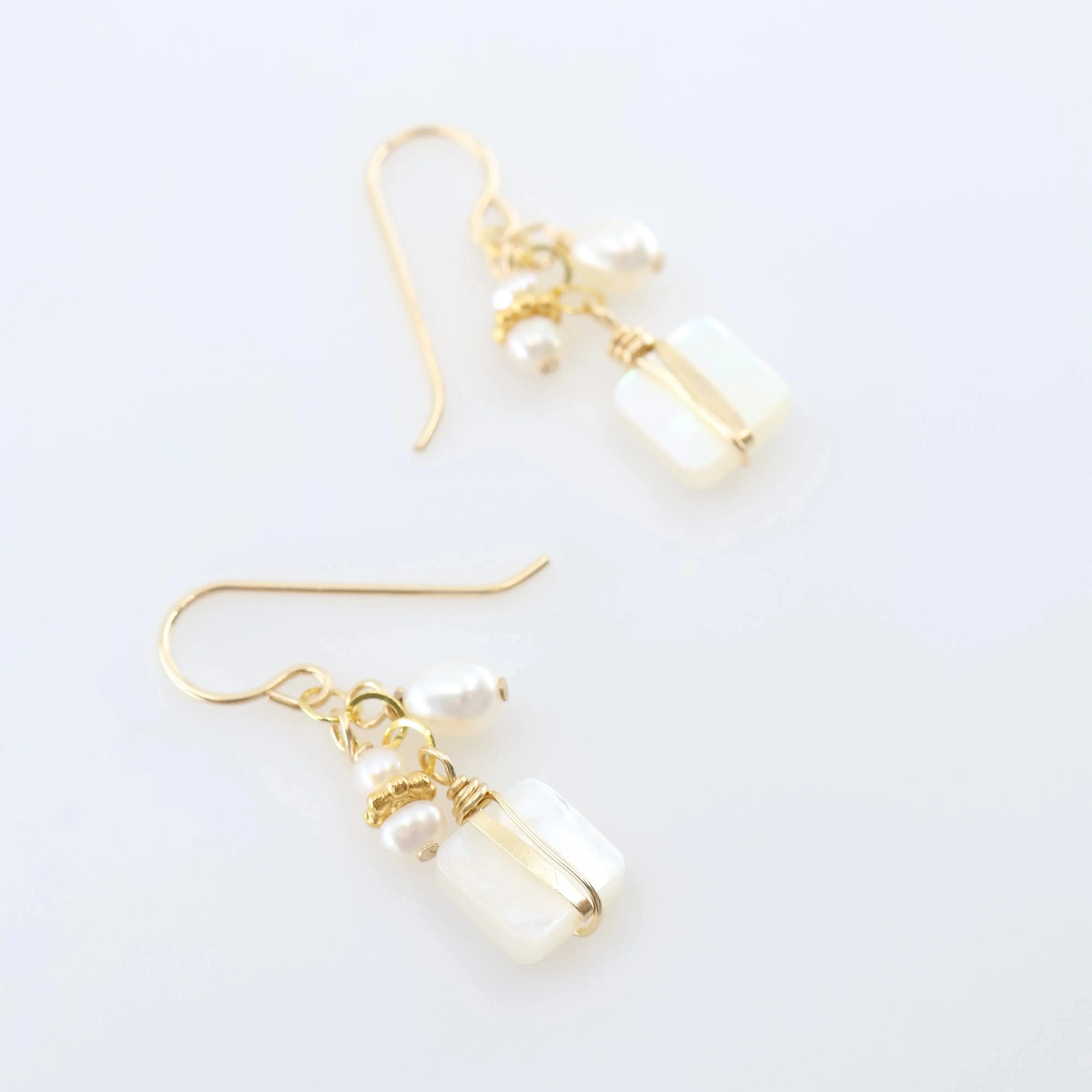 Mother of Pearl and Freshwater Pearl Cluster Earrings