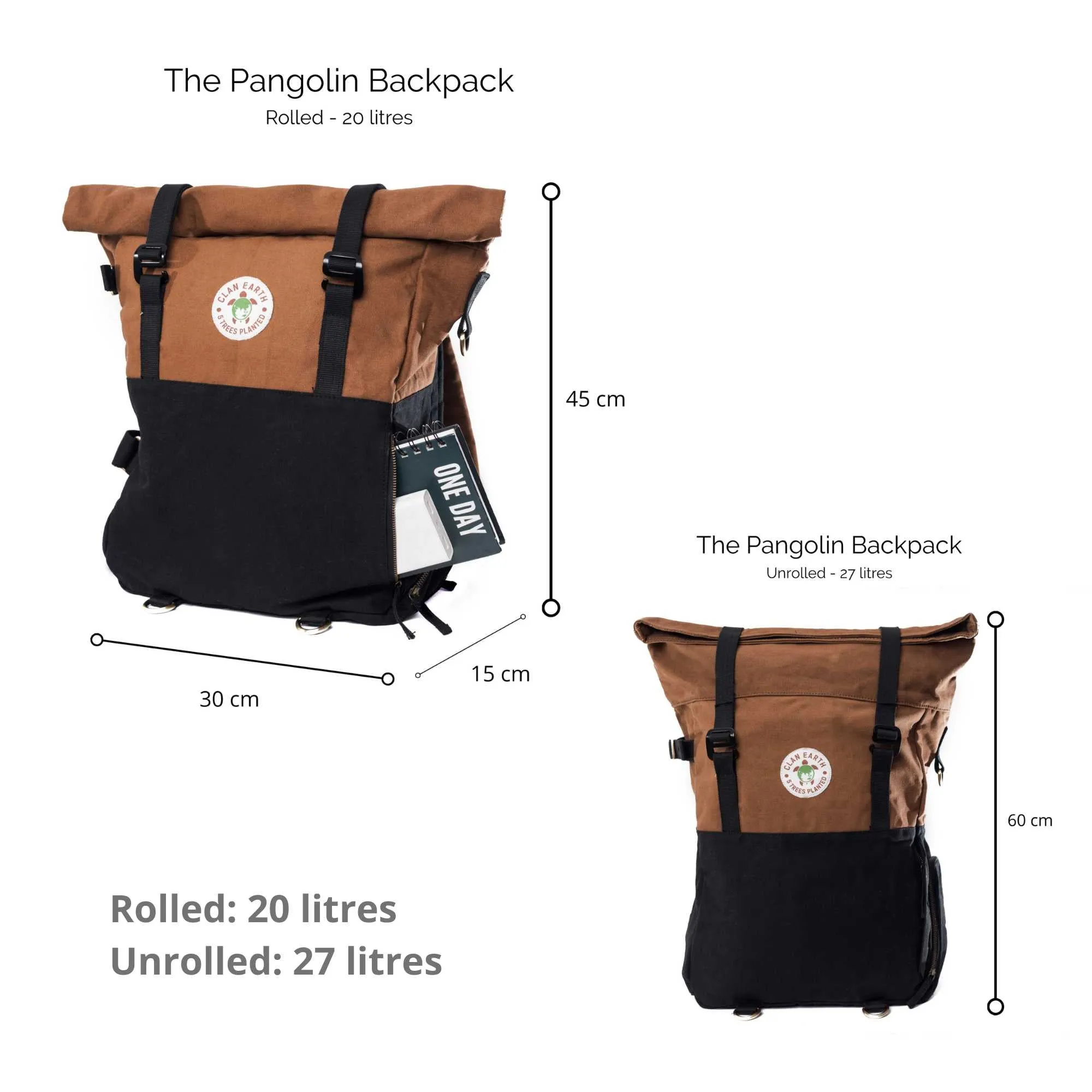Pangolin Backpack | Spacious | Extendable | 27 L Capacity | Multi-Functional