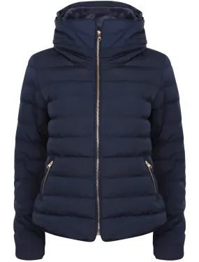 Quince Quilted Puffer Jacket with Extendable Hood in Peacoat - Tokyo Laundry