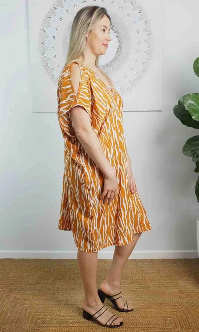 Rayon Dress Drifter Zebra Gold