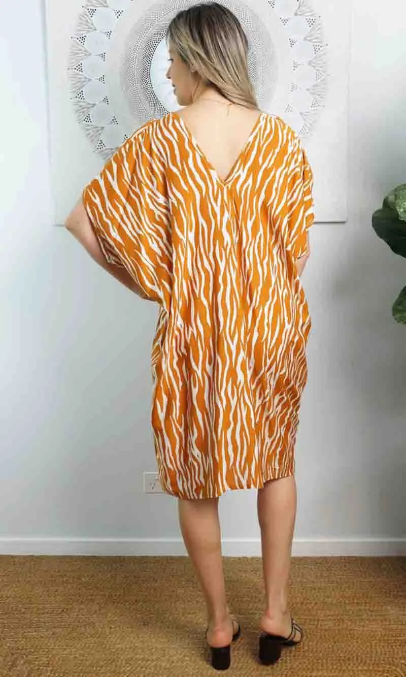 Rayon Dress Drifter Zebra Gold