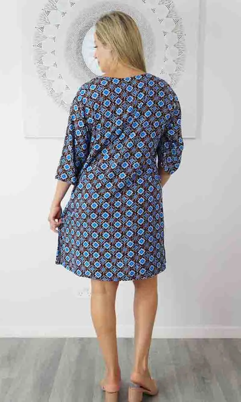 Rayon Tunic 3/4 Sleeve Snowflower, More Colours