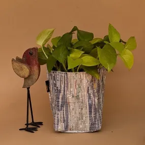 Shimmery Multicolored Handwoven Upcycled Small Grow Pot (GPS1124-009) PS_W