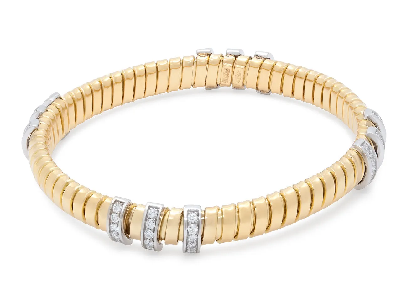 Tubogas Bracelet with Diamonds, in 18K Gold, by Beladora