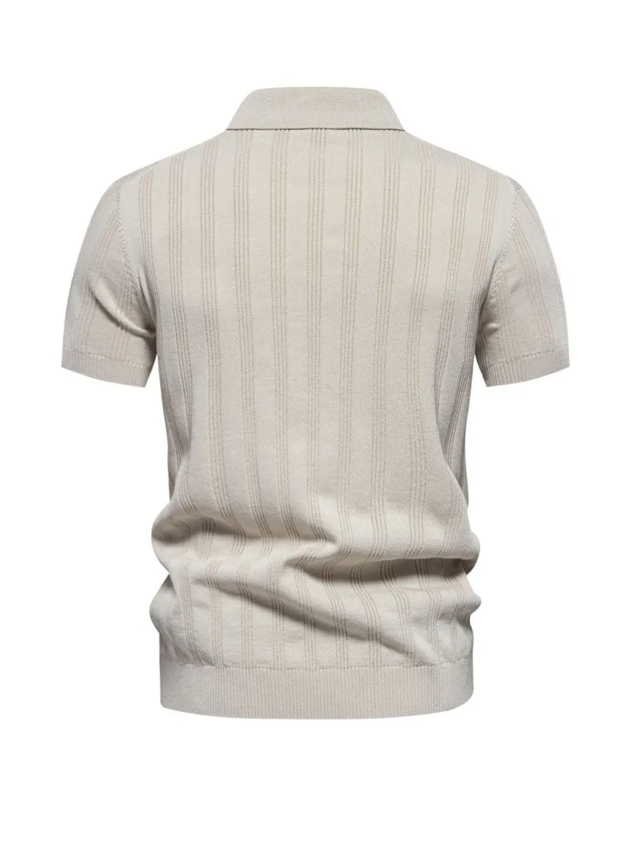 Vertical Ribbed Texture Casual Shirt
