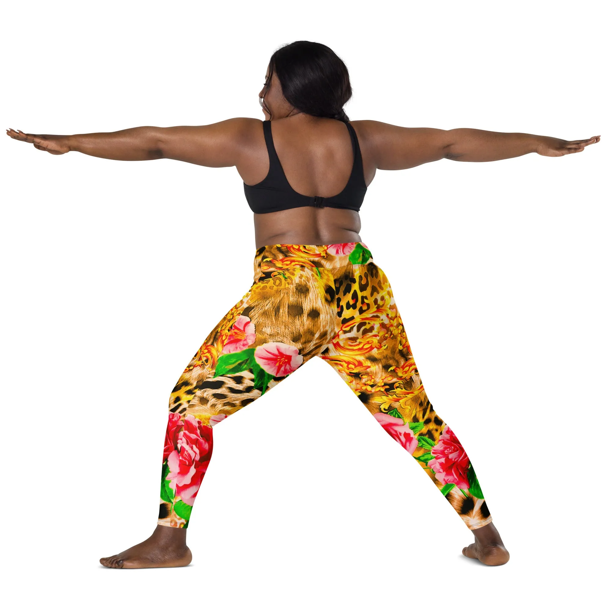 Vintage Animal Print & Floral Pattern Pant leggings, lioness-love