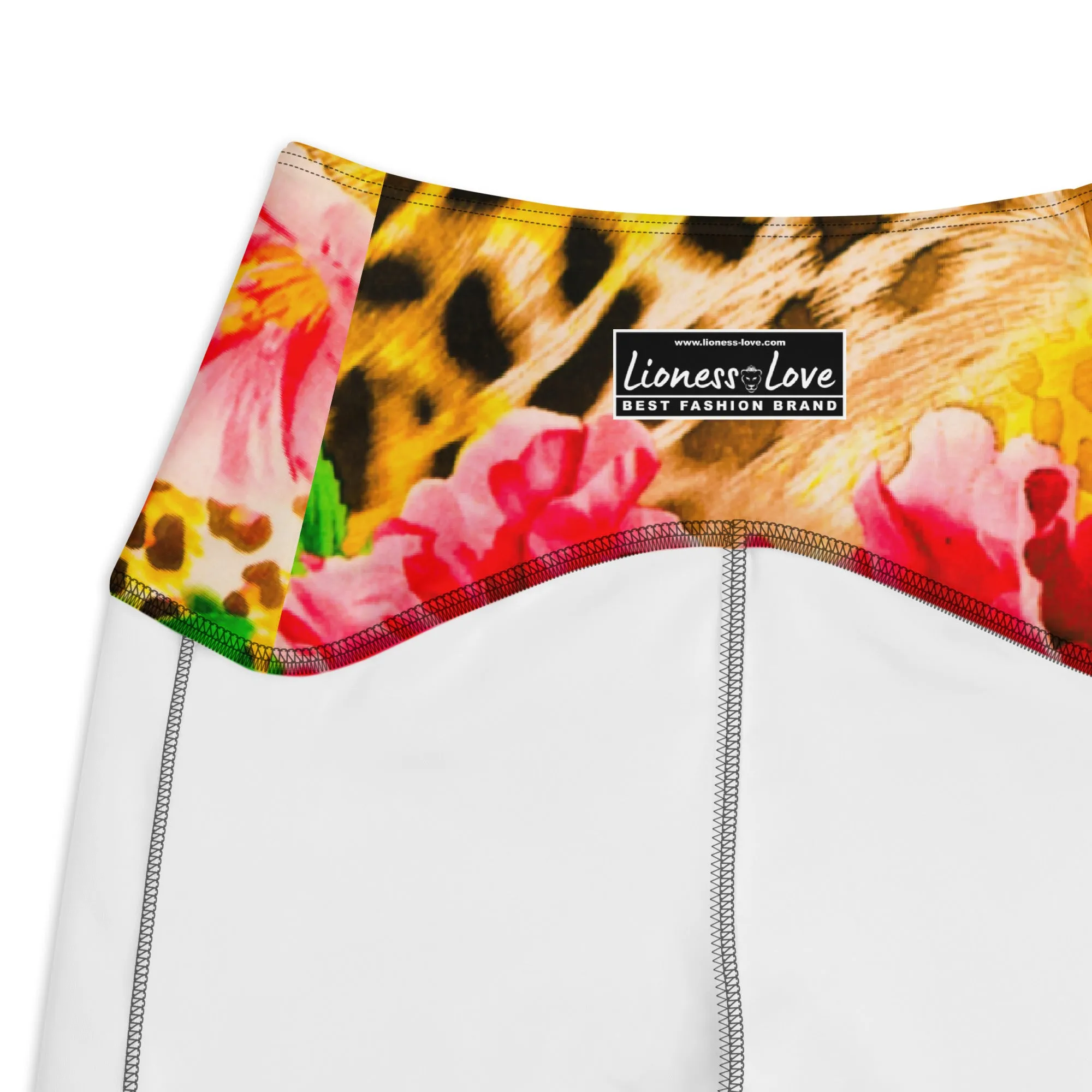 Vintage Animal Print & Floral Pattern Pant leggings, lioness-love
