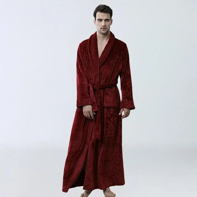 Winter Thick Warm men Coral Fleece Kimono Robe Lovers Couple Nightgown Bath Gown Sleepwear Large Long Nightwear M L XL