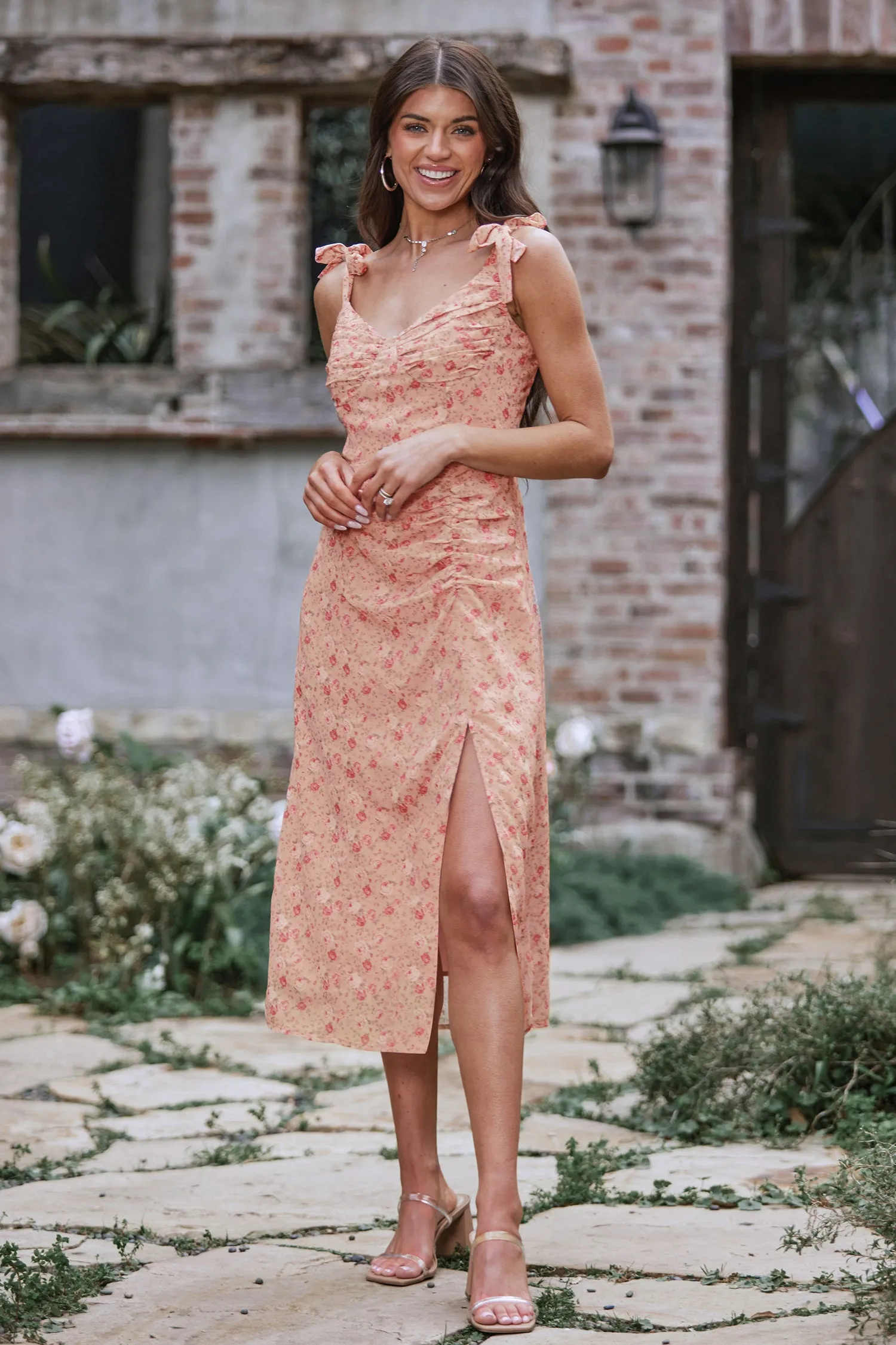 X Madison Bouquet Floral Print Ruched Dress